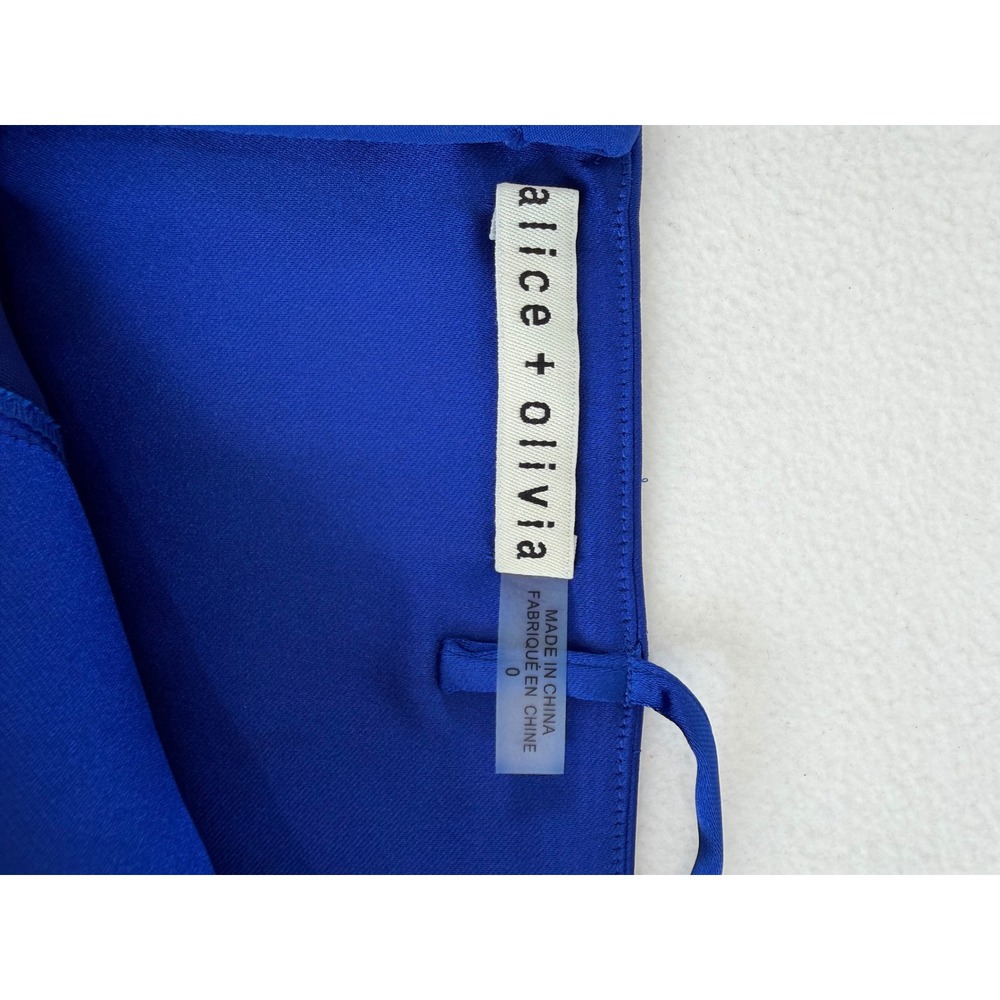 Alice and Olivia Dress Womens Blue Satin Slip Mini V-Neck Zip Back New W/O Tags - Picture 9 of 9